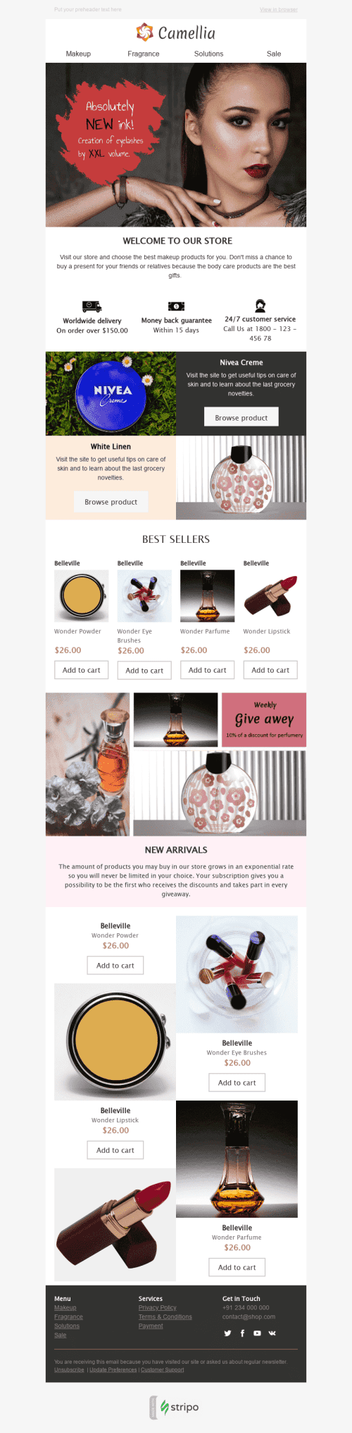 Modèle de courrier électronique Promo "Beauté de la femme" pour le secteur Beauté & Soins Affichage mobile