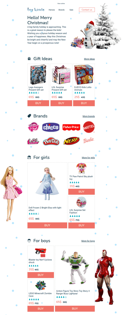 Christmas Email Template "Toy House" for Kids Goods industry desktop view