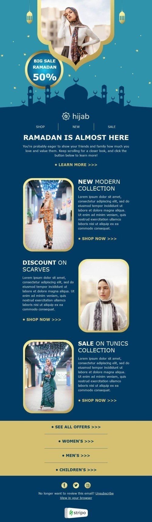 Ramadan Email Template "Hijab sale" for Fashion industry desktop view