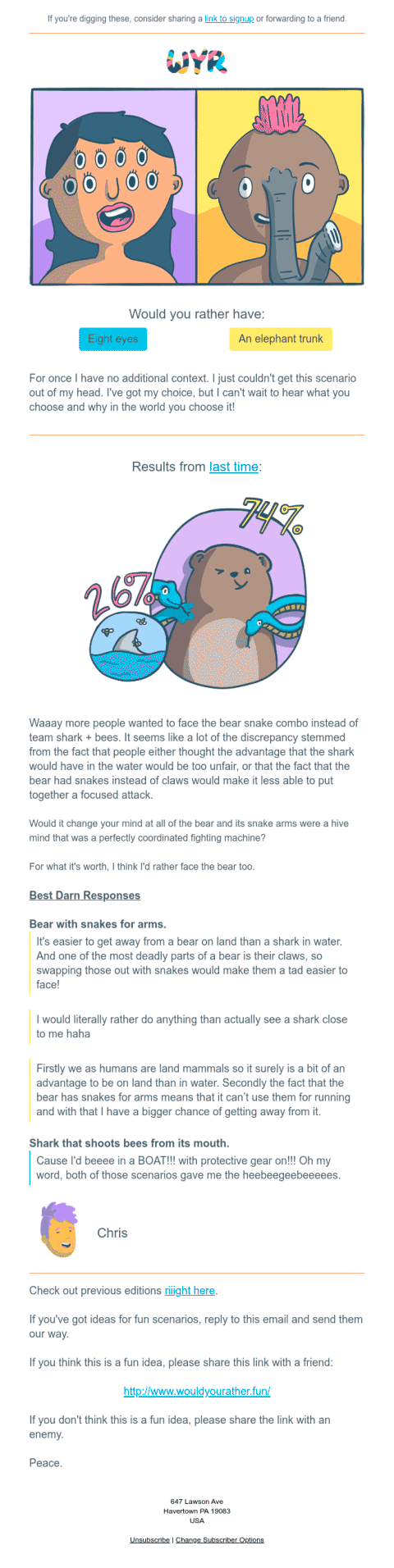 Would You Rather &mdash; Email Crash Test