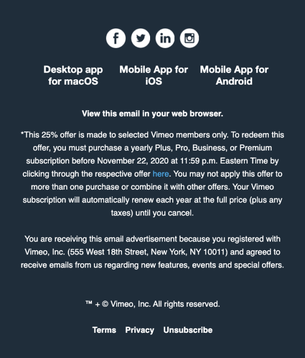 vimeo color contrast — Email Crash Test