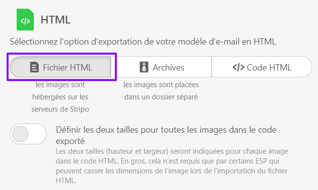 Téléchargement de votre modèle d'e-mail Mailchimp sous forme de fichier HTML