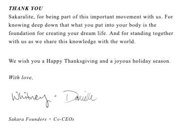 Unterschrift eines CEO in einer Thanksgiving-E-Mail