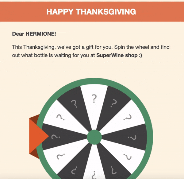 Gamification in Thanksgiving Promotional Email Campaign