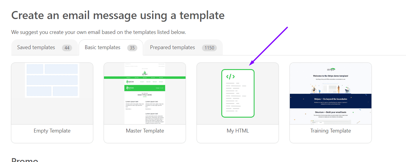 Adaptation of the Custom HTML in Stripo