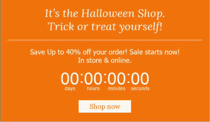 Countdown timer in a halloween newsletter
