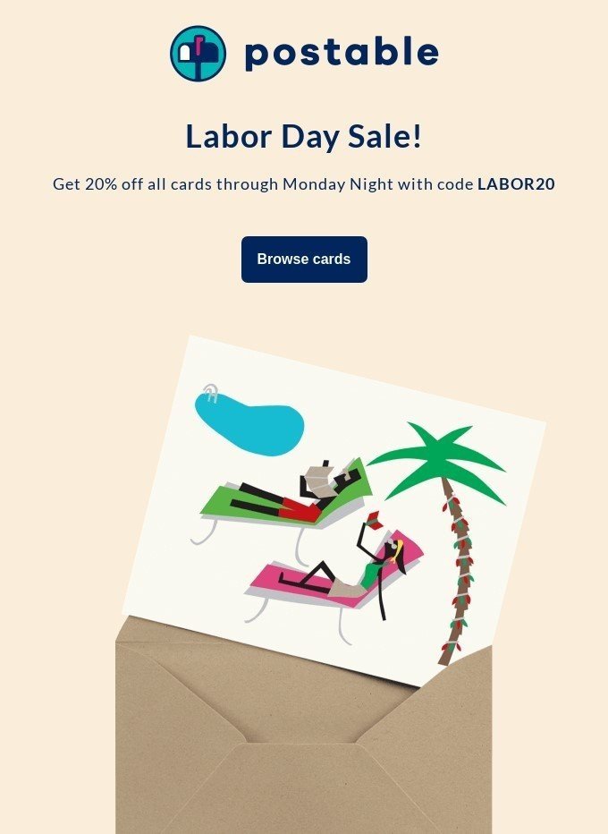 Email template _ Happy Labor day sale email example