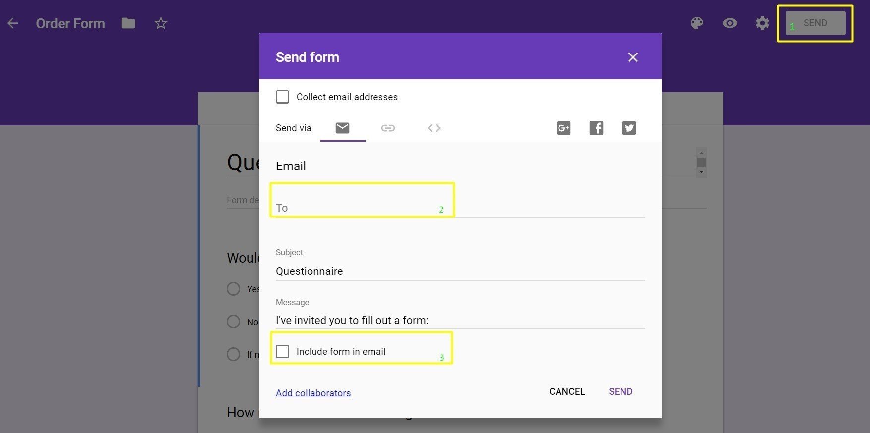 How to embed a Google form in emails