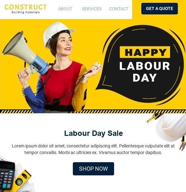 Labor Day email example