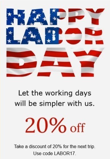 Labor day email examples with discounts