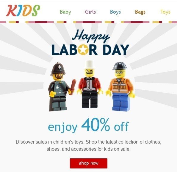Labor day email campaign example on brand