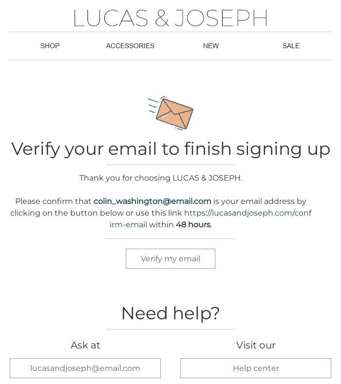 Registration confirmation email examples with opt-in