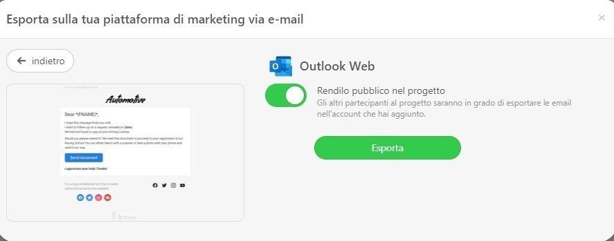 Esportare il modello di newsletter di Outlook