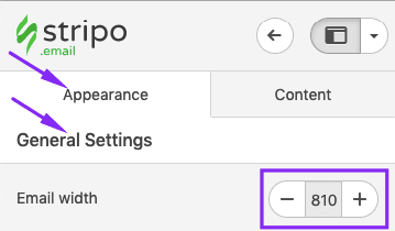 Setting a custom width for your marketing emails with Stripo