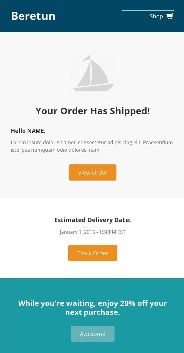 Shipping confirmation email examples at Stripo