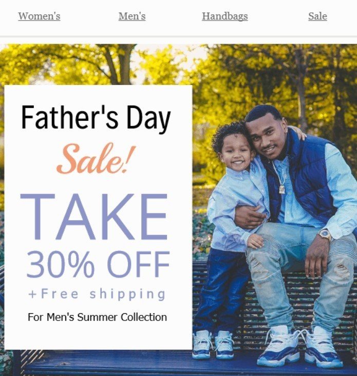 Email template with high-quality images for Father's Day