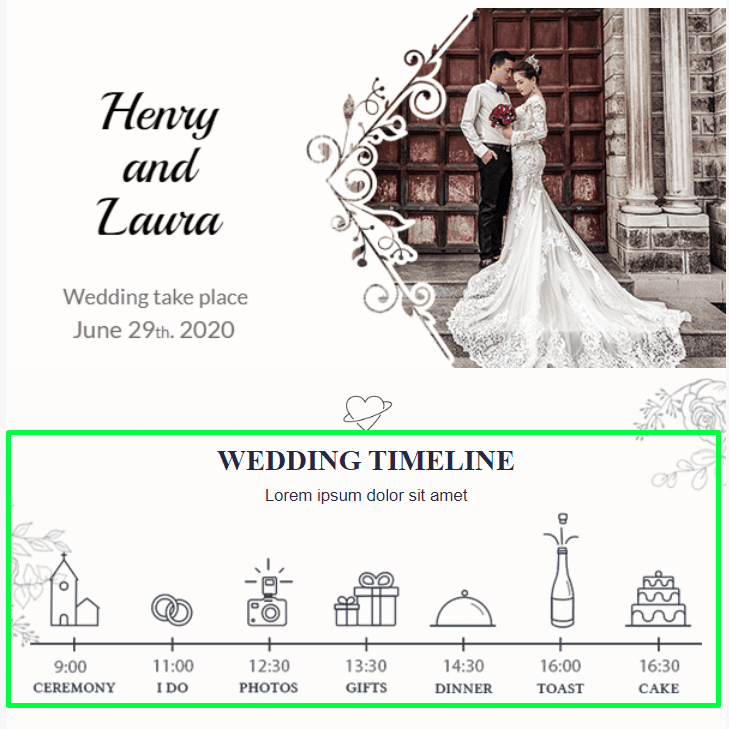 Wedding email invitations agenda 