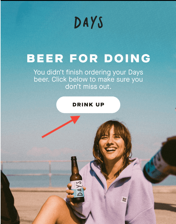 A clear call to action example from Days Brewing