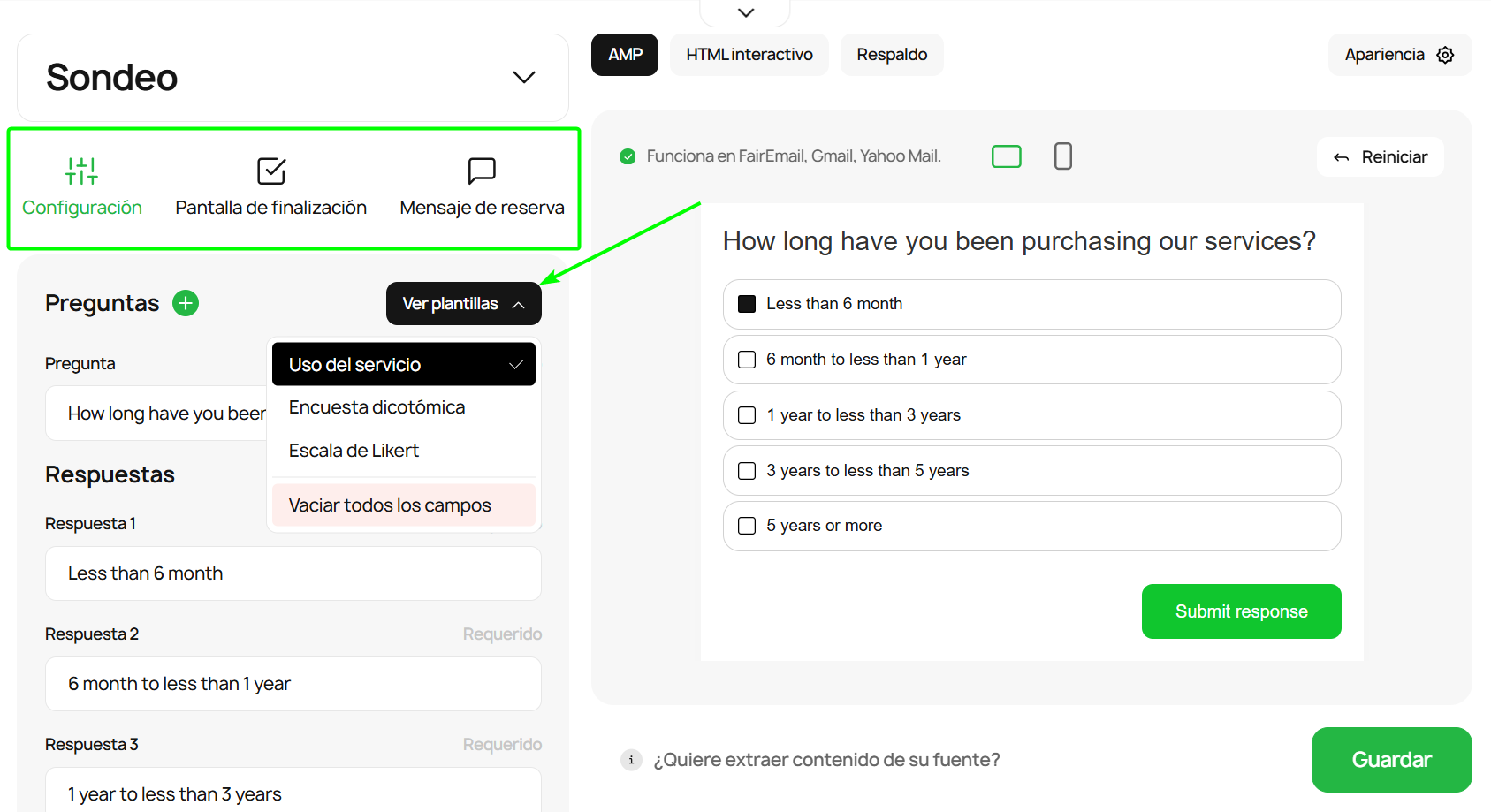 Configuración de un sondeo en el generador de módulos