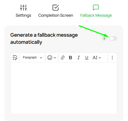 A toggle to enable a fallback message in the module