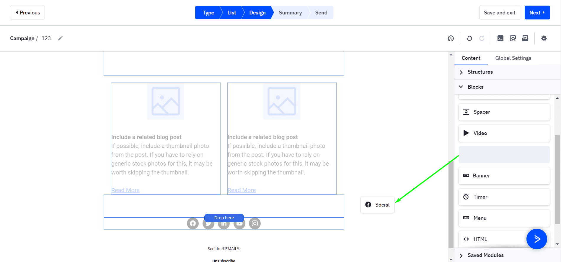 Active campaign blocks