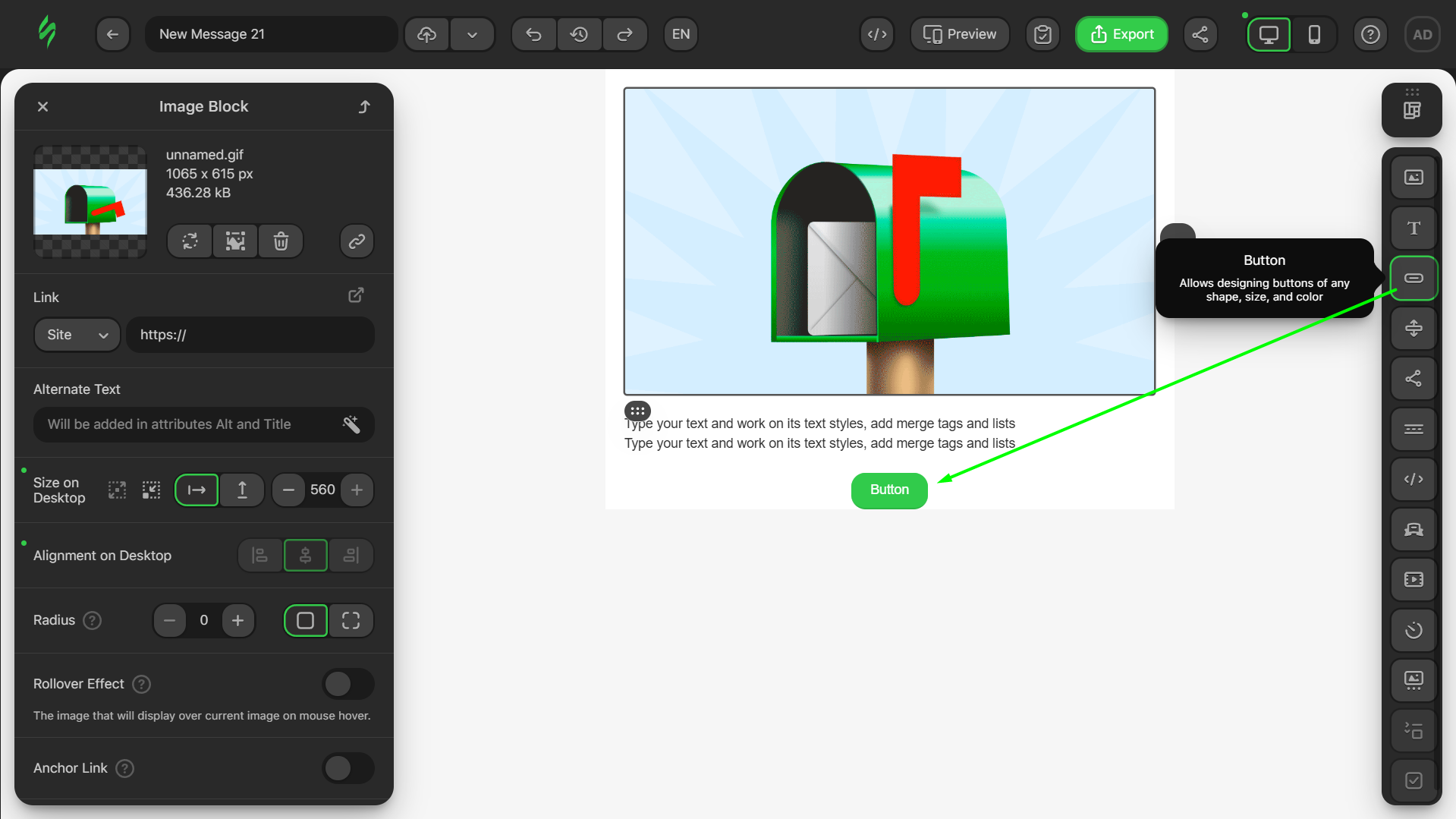 Adding a Button block