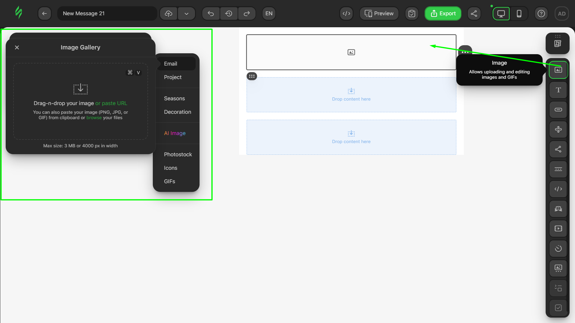 Adding an Image block