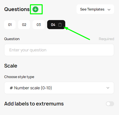 Adding and deleting questions