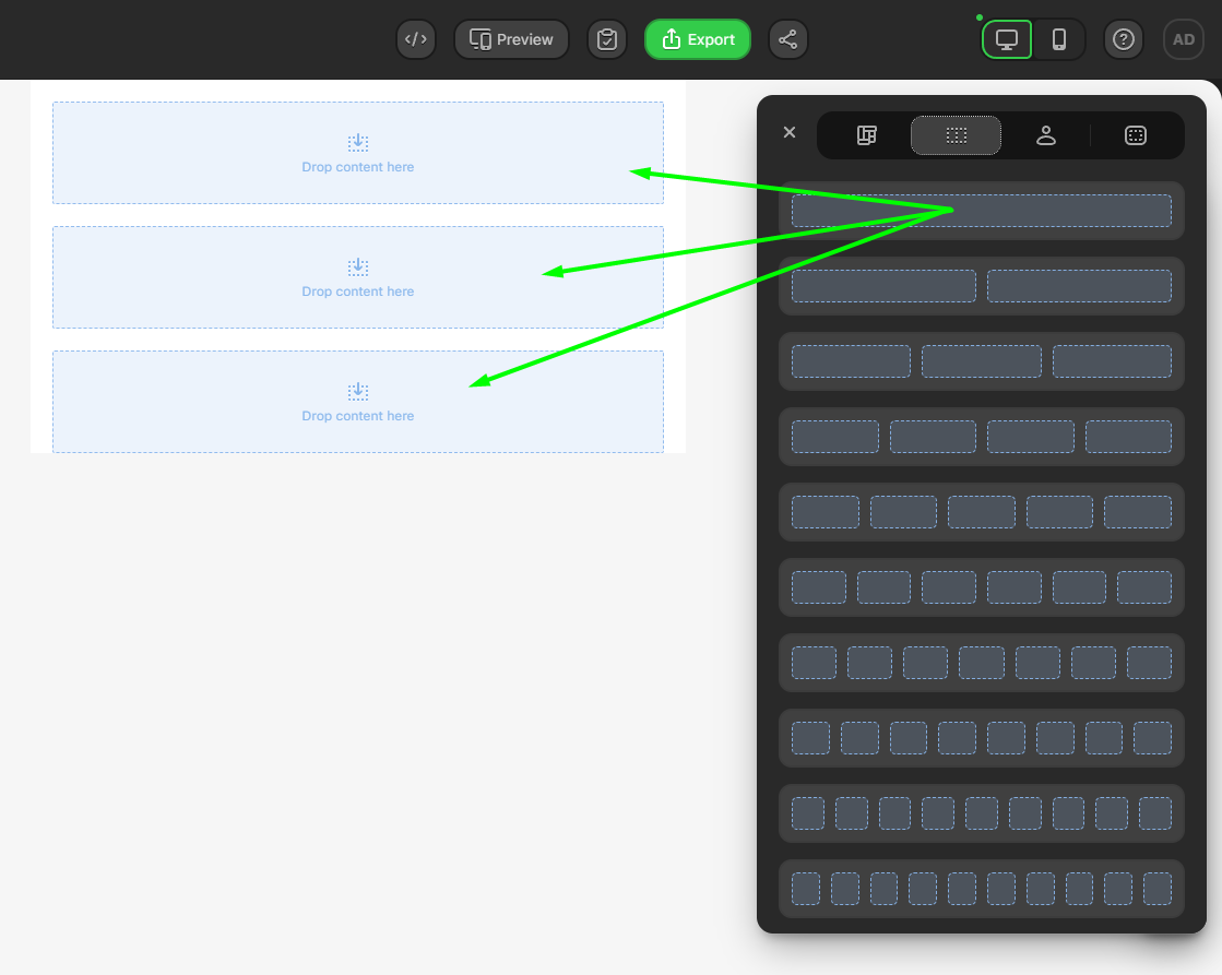 Adding layouts to the editor