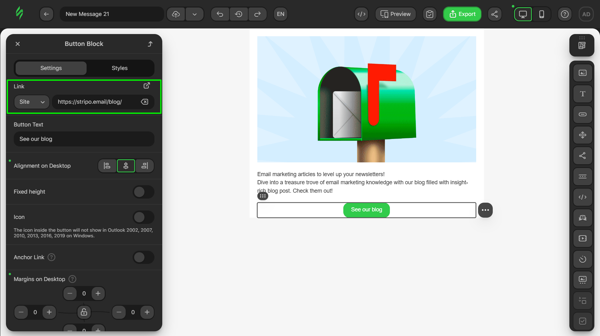 Adding link to a button