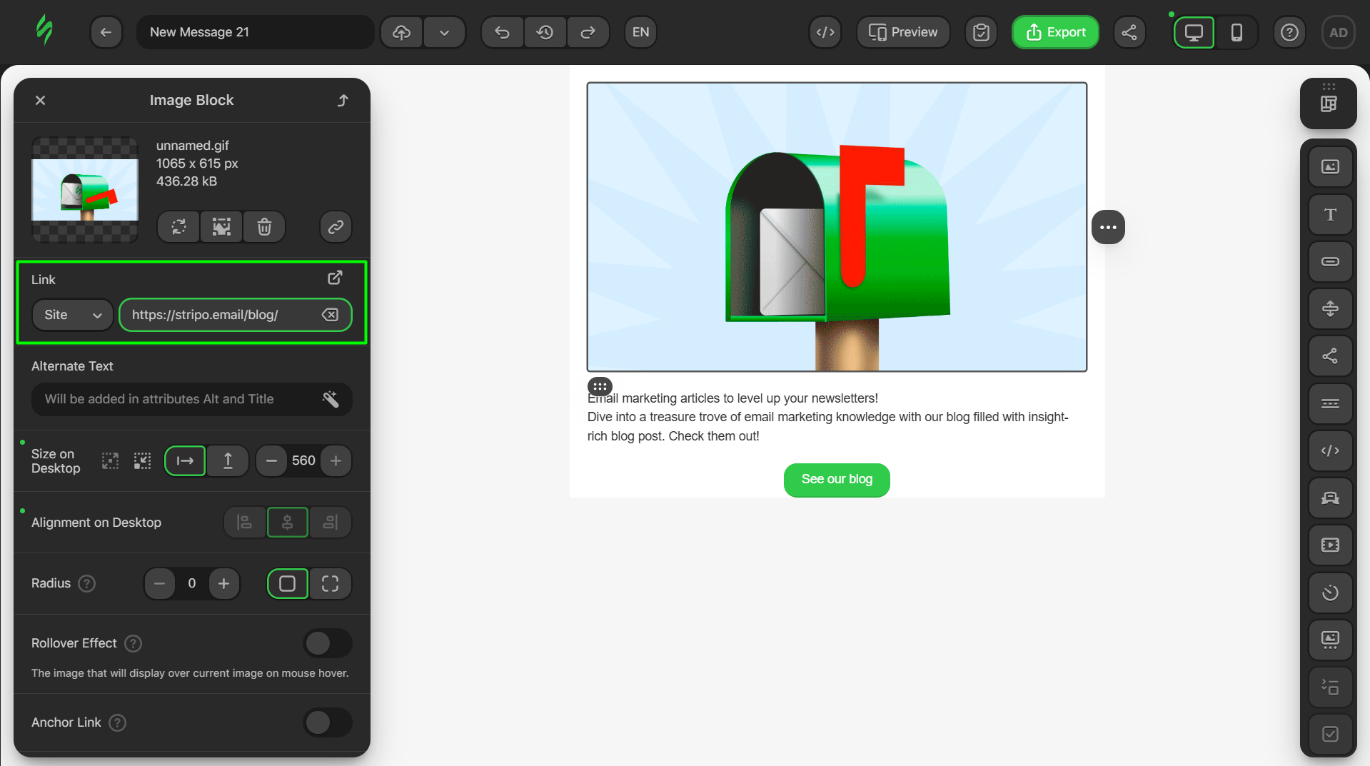 Adding link to an image
