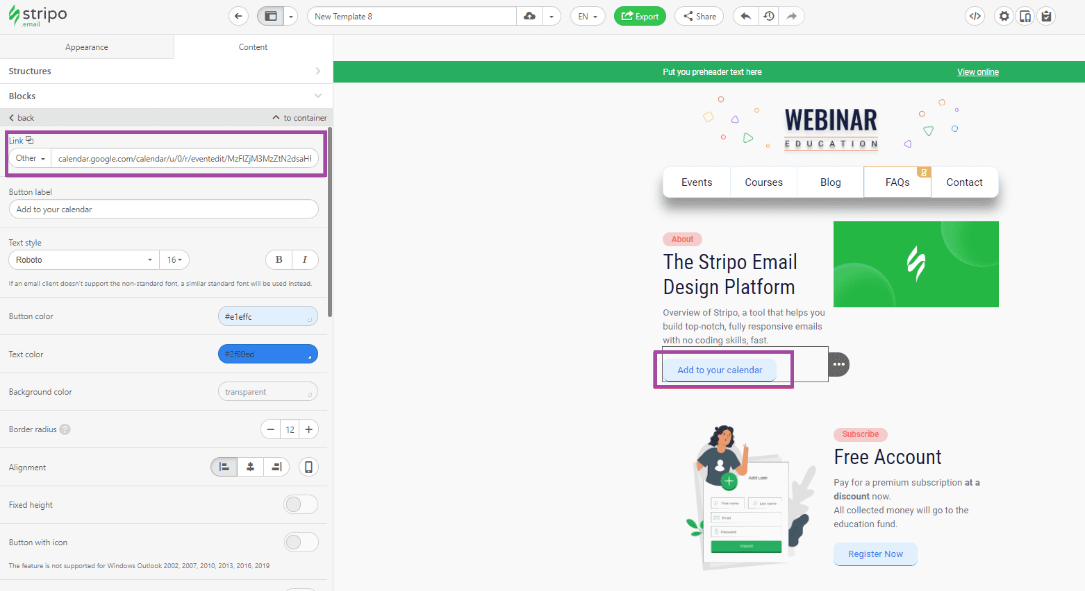 Adding Link to Email