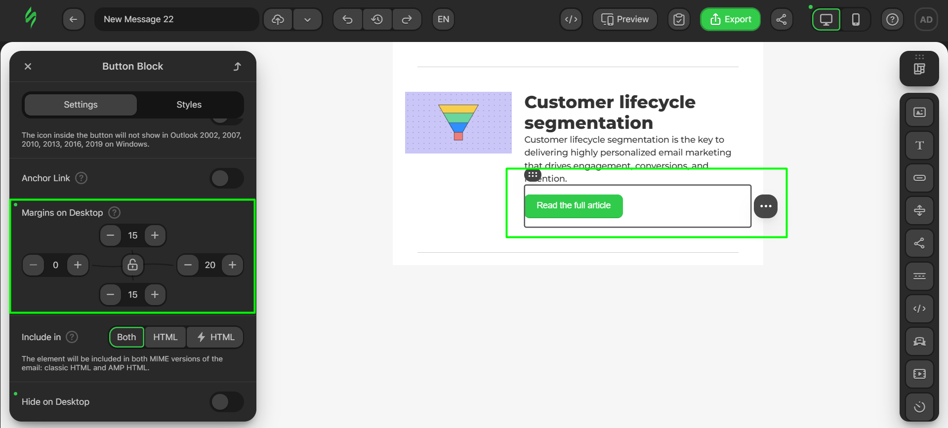 Adding padding to the button