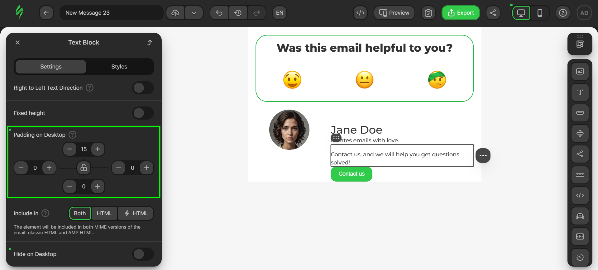 Adding padding to the second Text block