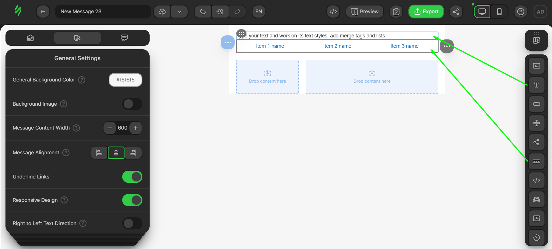 Adding Text and Menu blocks
