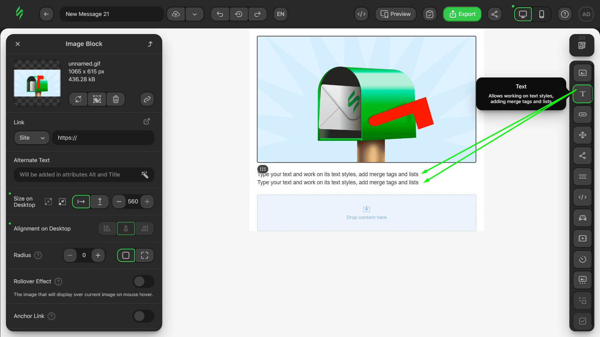 Adding Text blocks