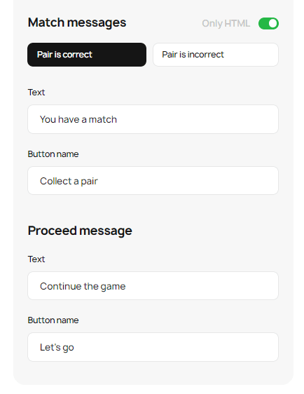 Adding Text Messages to HTML Memory Match Game