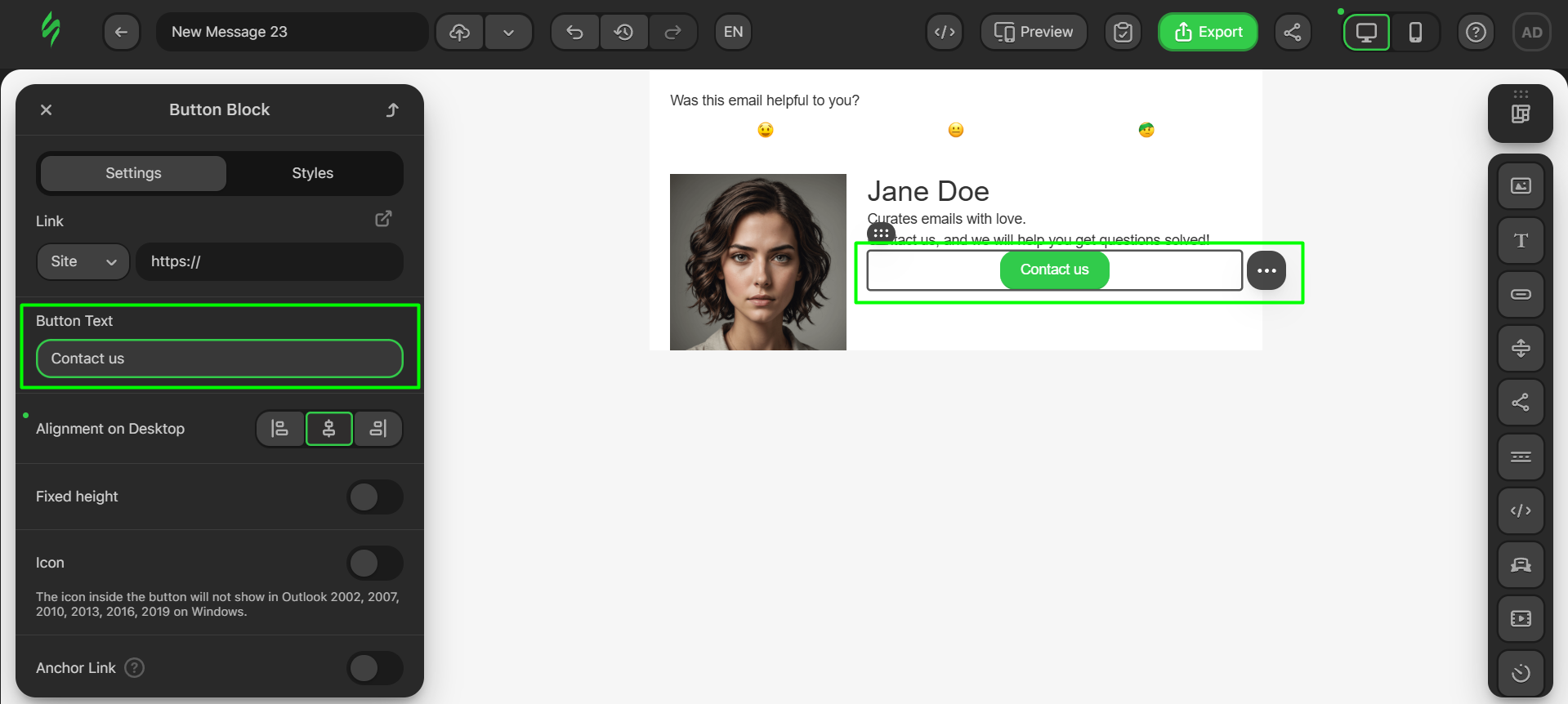 Adding text to the button