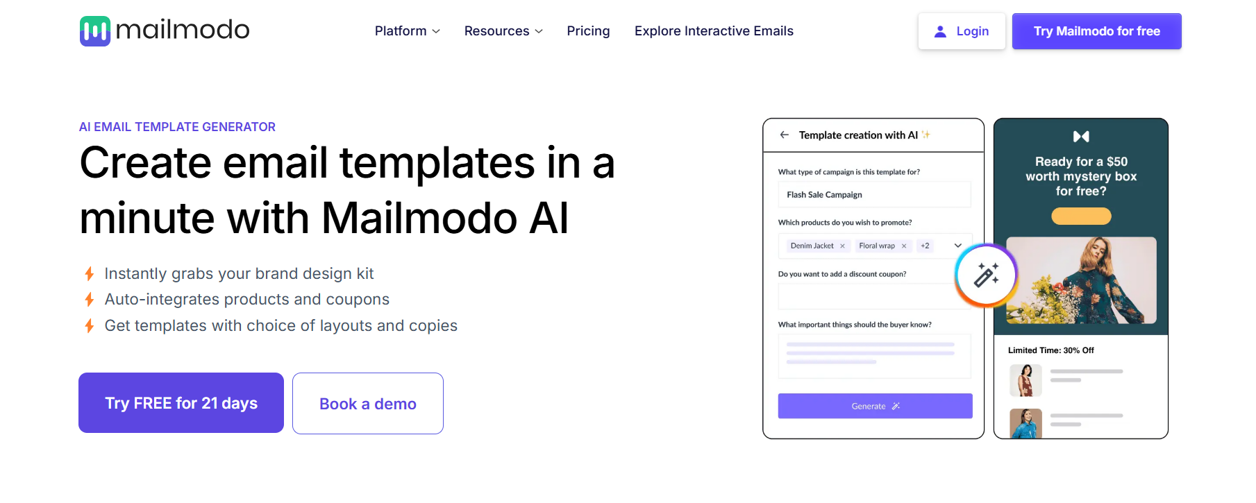 AI email template generator _ Mailmodo