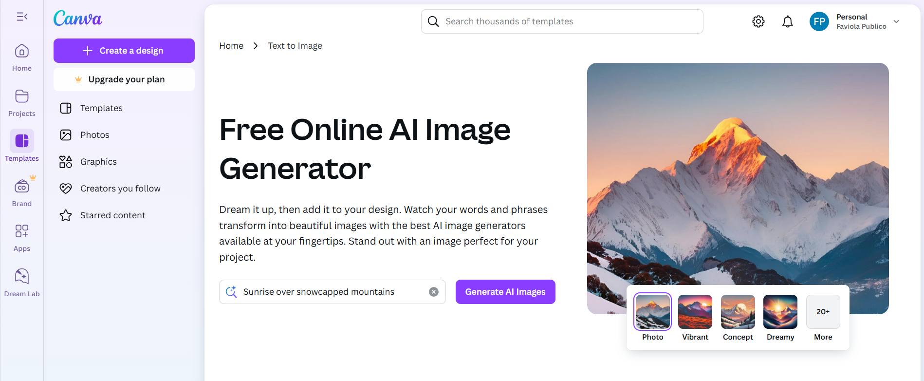 AI for image generation _ Canva