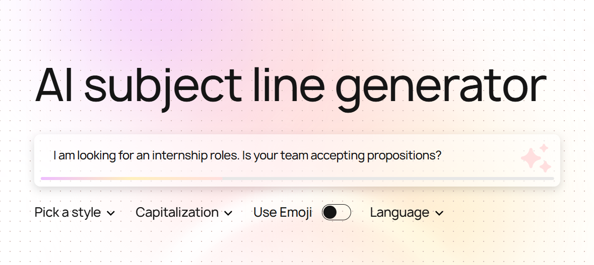 AI subject line generator with its main settings