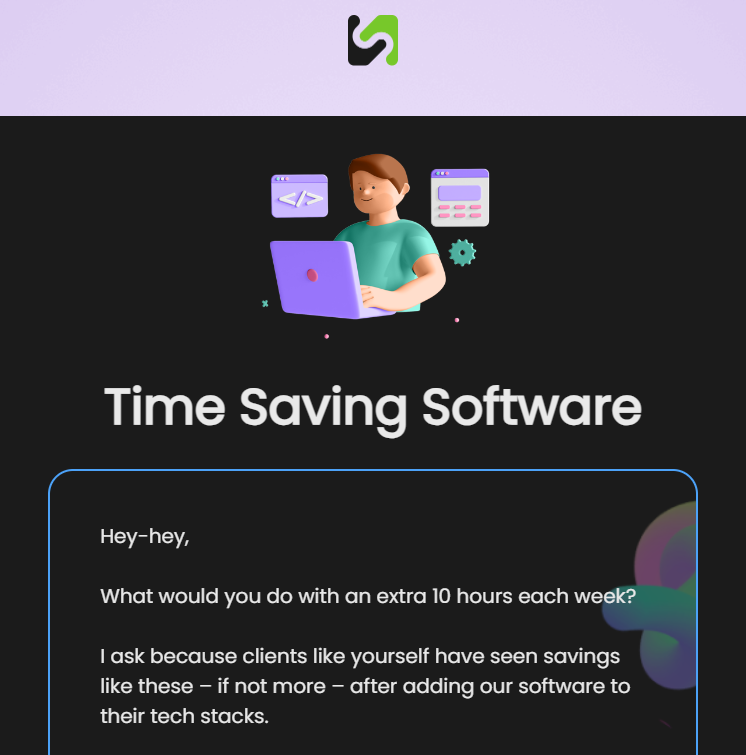 An example of an email template related to time-saving