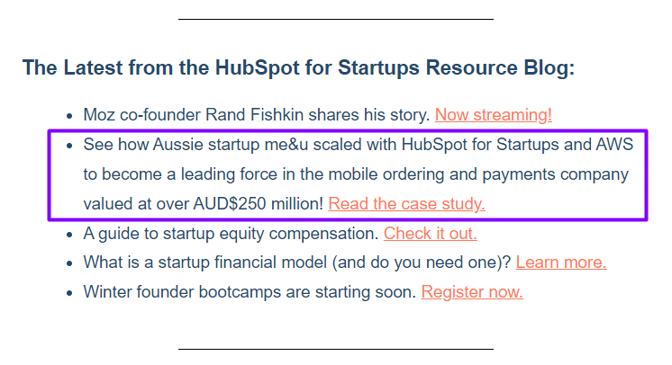 An example of an email that uses case studies