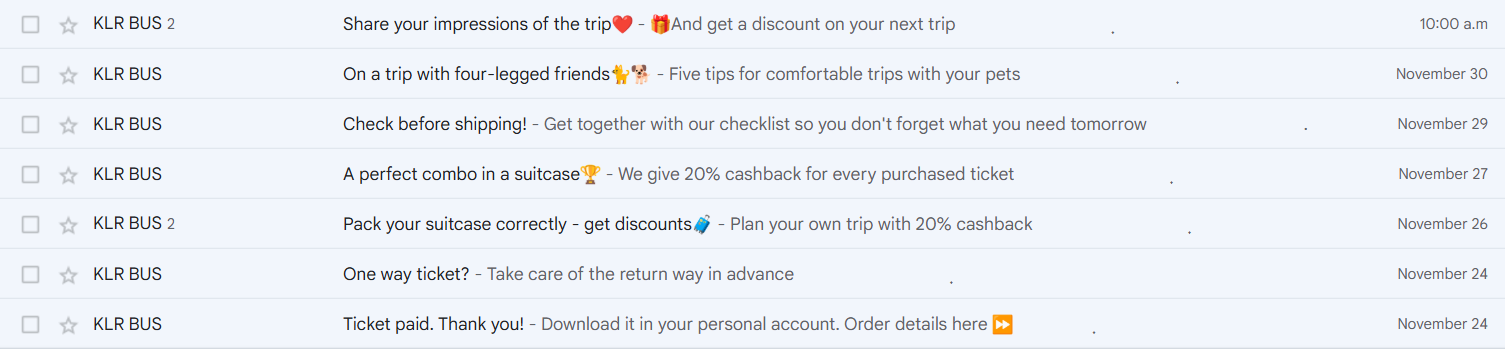 An example of the post-purchase email series