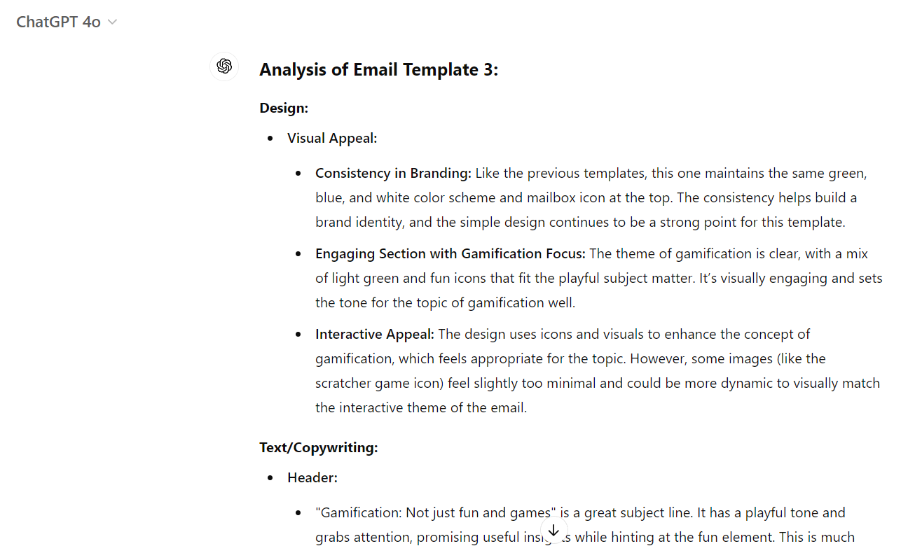 Analysis of email template