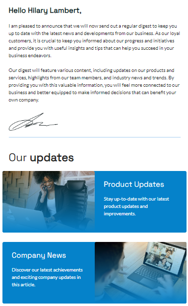 B2B email template example