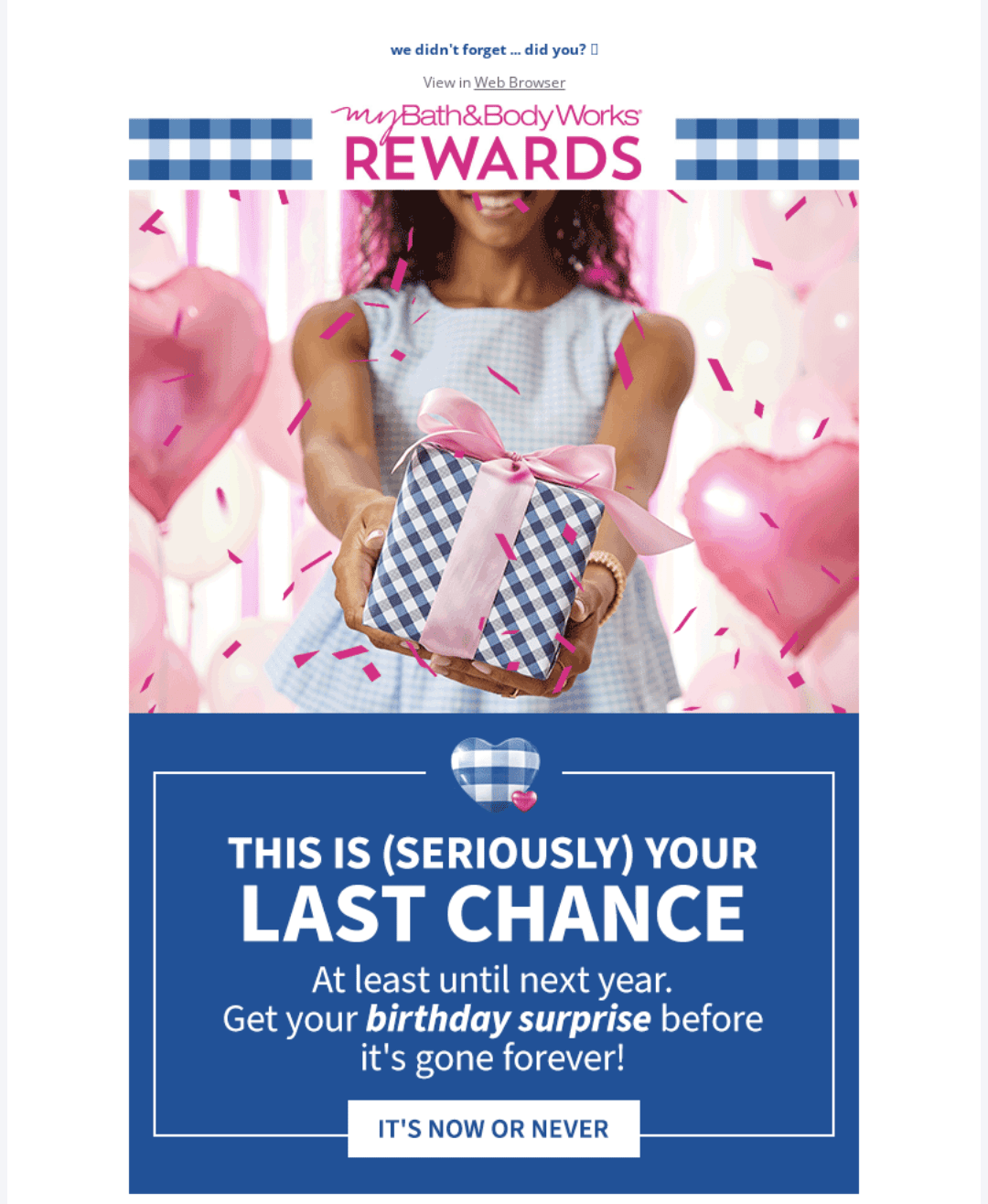 Birthday email with special promotion