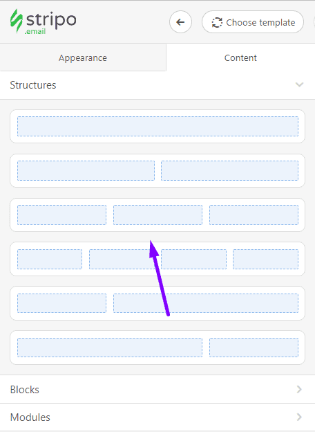 Blocks for Structure in Drag-n-Drop Editor