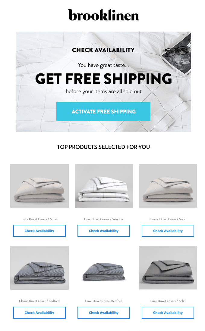 Brooklinen Cross-Selling Email