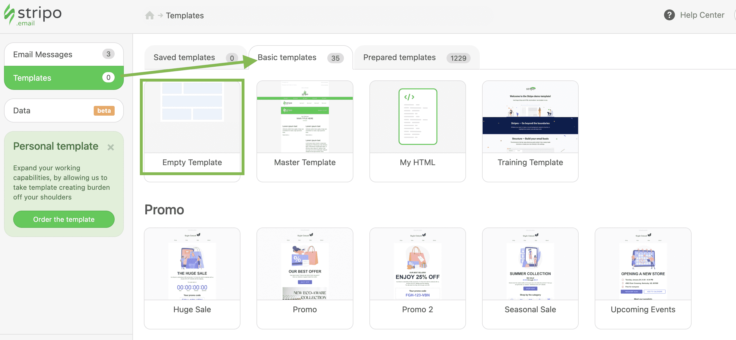 How to build a new template in Stripo